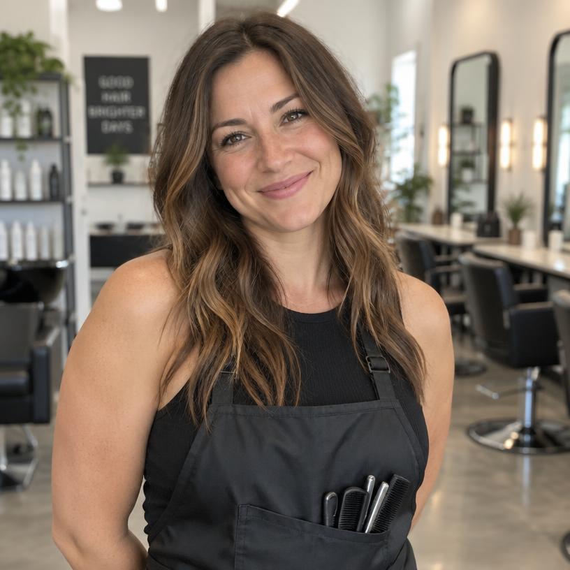 Smiling salon owner portrait